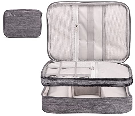 Kabeltasche Organizer Elektronik Ladekabel Tasche 3 Layer Waterproof Tech Pouch mit Reißverschluss für Reisekabel Handyladekabel Ladegerät Powerbank Tablet - Grau