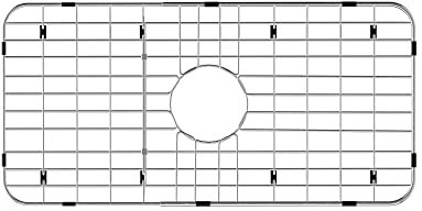 SlimmKISS Sink Protector Sink Grates Stainless Steel Bottom Grid 25 X 12.8, Centered Drain with Corner Radius, Metal Sink Grate Protector