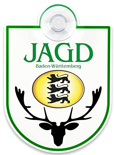 Schilderio Premium Saugnapfschild Schild Jagd Baden-Württemberg 3 mm Acrylglas ca 90 x 125 mm Jagd Schild Auto mit 1x Saugnapf 30 mm Bundesland Region Autoschild zur Befestigung an Autoscheiben innen