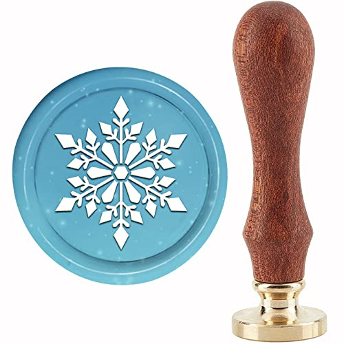 craspire Schneeflocken-Wachssiegelstempel Weihnachtssiegelstempel 30 mm/1.18 Zoll Abnehmbarer Messingkopf-Siegelstempel Mit Holzgriff Für Weihnachtseinladungen