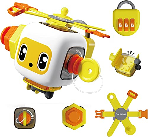 TOP BRIGHT Fidget Cube ab 2 Jahr Mädchen Junge, Motorikwürfel ab 24 Monate für Tragbares Anti Stress Spielzeug, Activity Würfel Baby Montessori Kinderspielzeug 1 Jahr