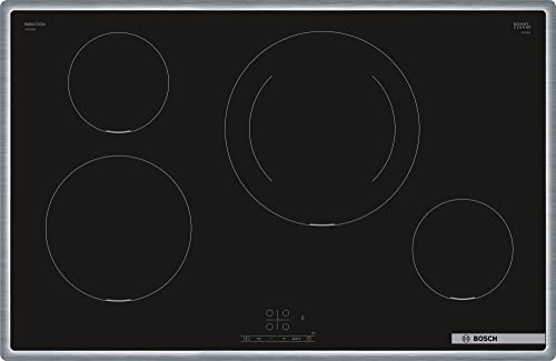 BOSCH PIE845BB5E Induktionskochfeld Serie 4, autarkes Glaskeramik-Kochfeld 80 cm breit, TouchSelect, PowerBoost, ReStart, Umlaufender Rahmen, Timer mit Abschaltfunktion, Schwarz