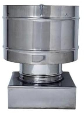 Comignolo Terminale Circolare 4 Venti Per Canna Fumaria Su Base Quadrata In Acciaio Inox per camino, stufa o caldaia (50 X 50 CM, Ø 300 mm)