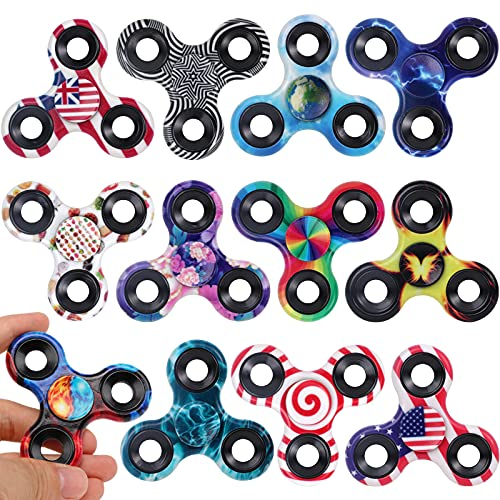 Fidget Spielzeug 12 Pack, Fidget Spinner Pack für Kinder Erwachsene, Sensorische Fidget Spielzeug Pakete, Angst Spielzeug Stress Relief, Fidgets Beste Hand Spinner Fingerlager Trispinner Spielzeug