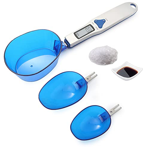 Löffelwaage,digitale Löffelwaage,Küchenwaage mit 0,1-g-genauer Teilung und 500 g Tragkraft,Multifunktions Lebensmittelwaage mit 3 Abnehmbare Wiegelöffel,LCD-Display,Feinwaage für Gewürze,Kräuter