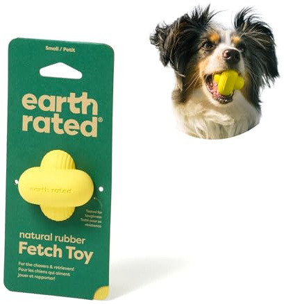 Earth Rated Hundeball, EIN interaktiver Apportierball für alle Rassen in verschiedenen Größen, aus Naturgummi, das perfekte Spielzeug für drinnen und draußen, klein, gelb