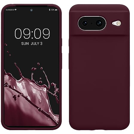 kwmobile fodral kompatibelt med Google Pixel 8 fodral – silikon mobiltelefonfodral mjuk yta – trådlös laddning – bordeauxlila