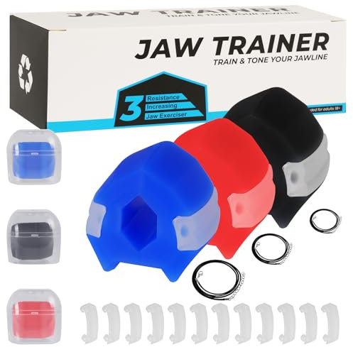 Flintronic Jawline Trainer, Silikon Kiefertrainer, Kiefermuskeltrainer, Kiefer Exerciser für Männer und Frauen, Jaw Exerciser mit 3 Wiederstandsstufen, Gesichtsmuskeltrainer für Toning Gesicht Formung