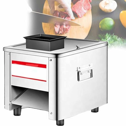 RESKIU 850W Cortafiambres EléCtrica,Cortadora De Carne DoméStica Comercial,Cortadora AutomáTica De Acero Inoxidable para Cortar En Cubitos, Picadora De Carne, 200 Kg/H,110V-5.0mm