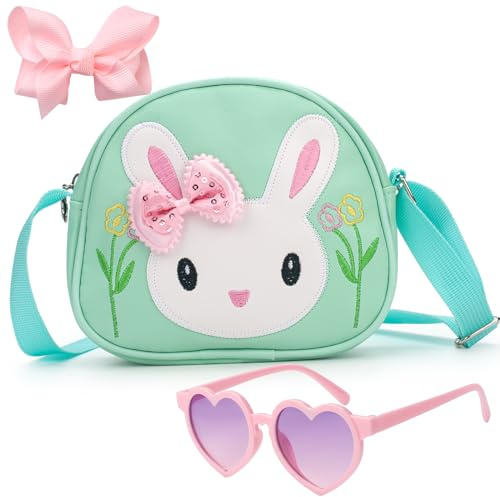 LJCTULY Toddler Purse-Cute Girls Bunny Purse, Small kids purses, Green Little Girl Handbag, Kids Crossbody Bag, Messenger Shoulder Handbag-Birthday, New Year's Gifts for Girls Age 6-8