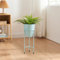 [en.casa] Porte-Plantes Style Intemporel avec Cache-Pot Support de Plantes pour Intérieur Bac à Fleurs pour Salon Chambre Métal 41 x 16 cm Bleu Clair