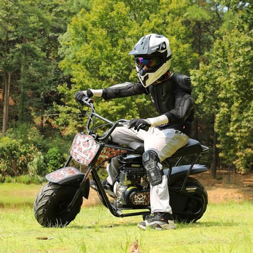 Dirt Bike 105CC 4-Takt benzinbetriebenes Off Road Kinder Pit Bike mit 4 Arten von DIY-Aufklebern, Automatikgetriebe und Seilzugstarter Pocket Bike ab 13 Jahren Teenager Erwachsener Geschenk (Rot)
