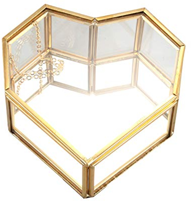 MYVVKIA Flip Love Shaped Geometrische Glasschmuckschatulle, Ringschatulle aus Glas, Exquisite einzigartige Hochzeitsschmuckschatulle, Ring für Hochzeitsdekoration