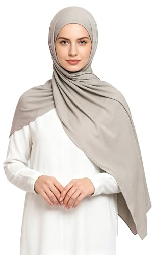 Lina & Lily Ogenomskinlig jerseyhijab i modaltyg, huvudscarf, sjal för muslimska kvinnor, Mink, en storlek