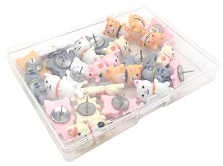 Pinnnadeln mit niedlichem Cartoon-Motiv für Katzen, aus Kunstharz, für Kopf, Stahl-Reißzwecken für Korktafel, Pinnwand, Wildschwein, Katze, Pinnnadel-Set, dekorative Reißzwecken für Pinnwand,