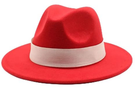 Pegsmio Elegante Damenhut für den Winter, formelle Hochzeit, Kirche, Panama-Party, Jazz-Hut, rot, 6 7/8/7 1/8
