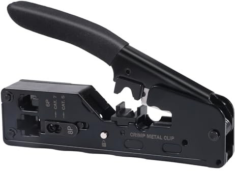 Crimpadora RJ45, RJ45 Pelacables, Kit de Herramienta de Crimpado para Compacto Grimpadora CAT5/CAT5E/CAT6/CAT6A/CAT7