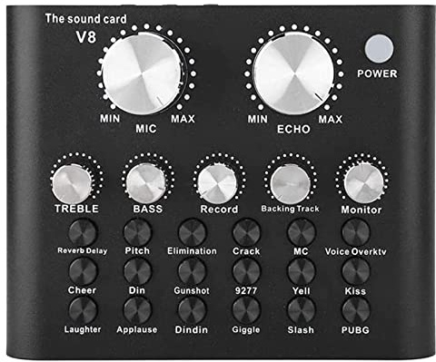 Professional Audio Mixer, V8 Live Sound Card With Effects And Voice Changer, Bluetooth Audio Mixer Device For Live Streaming, Music Recording