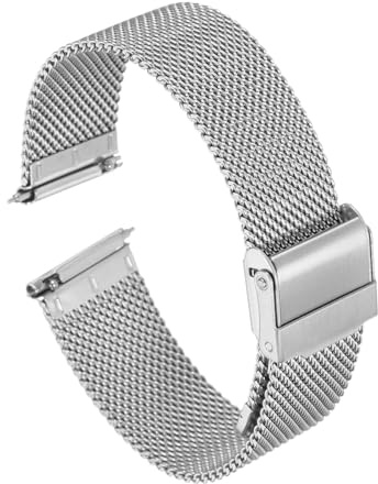 QUARKZMAN Bracelet de Montre en Maille 19mm en Acier inoxydable 316L Dégagement Rapide Réglable Bracelet de Montre en Métal pour Hommes et Femmes, Ton Argenté