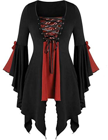 Vestiti Halloween Donna Suora Travestimento Diavolo Nero Angelo Abito Halloween Donna Masquerade Strega Creepy Vestito Gonna Adulto Costume Multicolore Party Vampiro Sposa