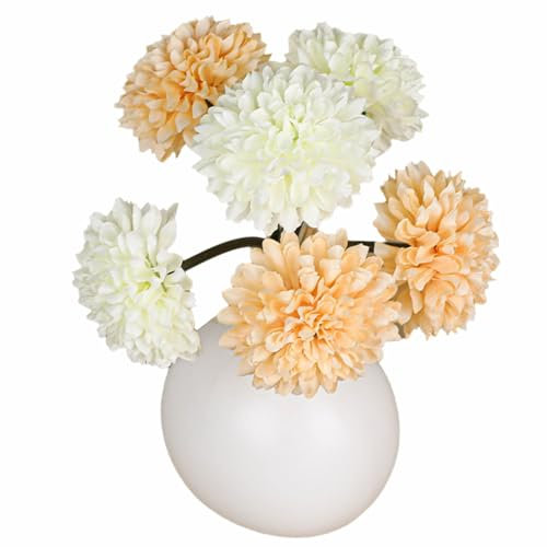 BESTORI Künstliche Blumen Pompon Chrysantheme Wie Echt Kunstblumen Seidenblumen für Zuhause Geburtstag Party Deko Orange