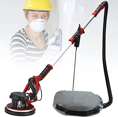 Lijadora telescópica para paneles de yeso, lijadora orbital multifunción, lijadora de pared plegable, 5 velocidades variables, con luces LED, manguera para polvo, para pulido interior y exterior de