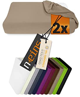 npluseins 2er Pack Nackenkissen Spannbezüge, 30-35 x 45-50 cm, Sand