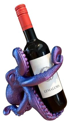 3D-gedruckter Weinhalter, Oktopus-Design, Dekoration, Geschenk, für 0,7l Flaschen, mehrere Farben (Blau - Pink)