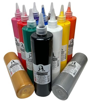 SÜDOR Stofffarben-Set. 12 Farben je 500ml. Acryl Textilfarbe. Waschfeste Textilfarbe für helle Stoffe. Waschmaschinenfest. Textilmalfarbe. (12-Farben-Set)