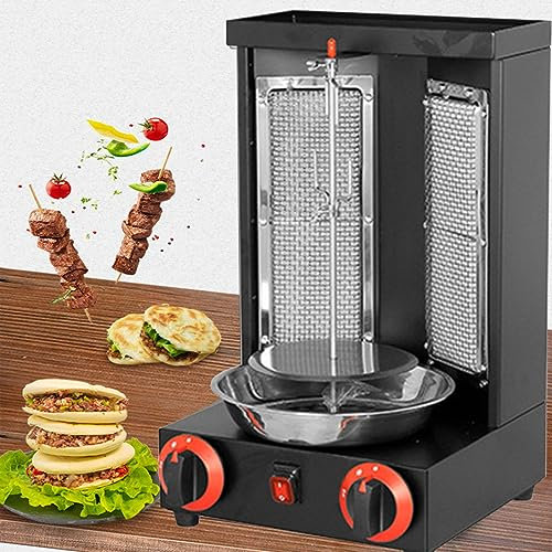 Parrilla eléctrica y de gas, máquina de kebab doner de pavo sin humo, horno de barbacoa vertical giratorio de 360° en plata, perfecto para uso doméstico o comercial