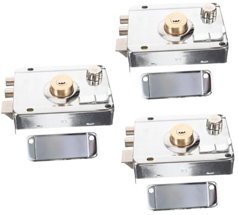 jojofuny 3sets Front Door Deadbolt Ergonomic Design Theft Stainless Steel Bedroom Lock Fit for Interior and Exterior Doors