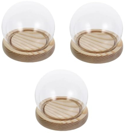Ciieeo 3pcs Sphere Globe Stand Base Glass Cover for Micro Landscape Eternal Flower Decor for Home