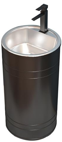 GOCHUSX Freistehendes Standwaschbecken, Freistehendes Waschbecken, Edelstahl-Einzelspülbecken Mit Wasserhahn, Einteiliges Standwaschbecken Für Badezimmer, Außenbereich(Schwarz,A-45x85cm)