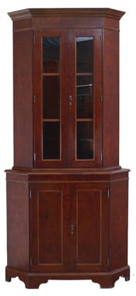 Generisch Eckschrank Eckvitrine Eckvitrinenschrank Mahagoni englischer Stil H: 200 cm -11571-