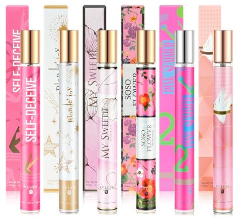 Set regalo perfumes mujer premium: 6 x 35 ml Eau de parfum Aceite de perfume portátil para mujer Fragancia de larga duración que realza tu encanto