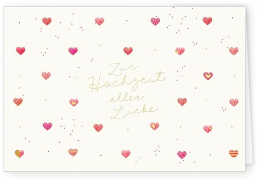 PremiumLine Hochzeitskarte | 1 Stück mit Umschlag | Glückwunschkarte zur Hochzeit | umweltfreundliche Klappkarte aus Naturkarton | edle Grußkarte | 11,5 x 17 cm