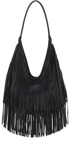 Syrads Frauen Quaste Hobo und Schulter Handtaschen Hobo Damen Taschen Umhängetasche Geldbörse,Schwarz