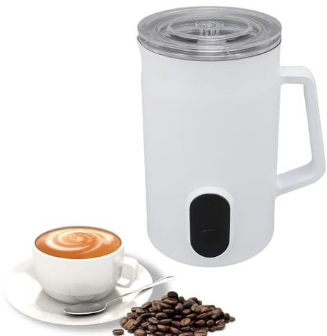 Electric Milk Frother, 4 in 1 Milk Steamer, Automatic Warm and Cold Foam Maker, for Coffee, Latte, Cappuccino, Macchiato, Hot Chocolate, White (UK Plug 220V)