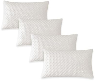 NARCISO - Set 4 Copricuscini Letto con Zip, Copricuscino 50x80 Massaggiante 4 Stagioni, Tessuto Anallergico, Antiacaro, Igienico, Traspirante e Perfetto per Tutte Le Stagioni, Copri Cuscini