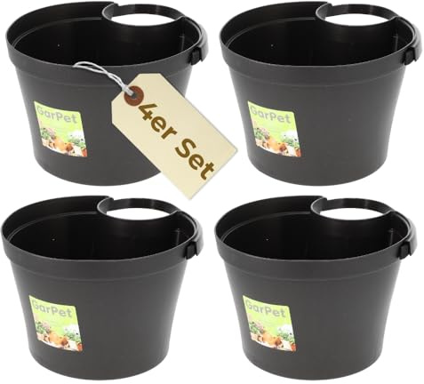 GarPet 4er Set Fallrohr Blumentopf Fallrohr Blumentopf für Regenrohr Regenrinne Säule Pfosten Abflussrohr Hängetopf Pflanztopf Pflanzgefäß Anthrazit 22x22x15 cm