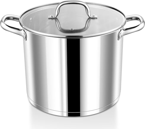 Kochtopf Groß 9,4 L, Onader 3-Lagiger Boden Edelstahl Topf Induktion mit Glasdeckel, Nudeltopf Suppentopf für alle Herdarten zum Kochen, Gesund & Spülmaschinenfest - 24cm