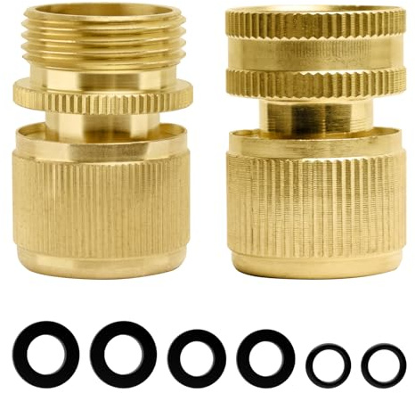 ESTABA Garden Hose Connector, Solid Brass Tap Connector, for Expanding Hose and Garden Irrigation (Female & Male Quick Connector Fit)