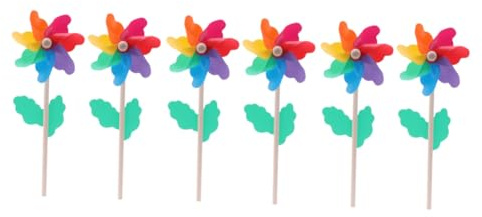 GALPADA 6pièces Lot de Moulins à Vent Décoratifs pour Jardin Girouettes Extérieur Colorées Jouets De Moulins à Vent avec Manche Bois