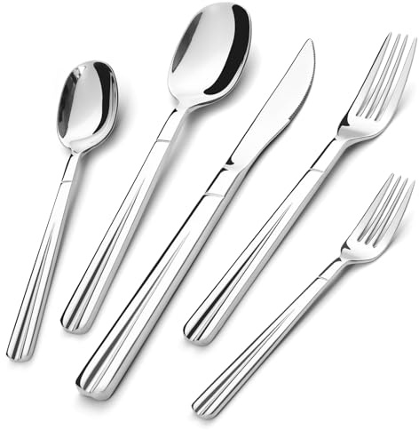30 Piece Silverware Set Service for 6, Premium Stainless Steel Flatware Set, Durable Home Kitchen Eating Tableware Set, Include Steak Knife Fork and Spoon, Dishwasher Safe