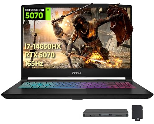 msi Katana 15.6 QHD 165Hz Gaming Laptop, Intel i7-14650HX, NVIDIA GeForce RTX 5070 8GB GDDR7, 32GB DDR5, 1TB SSD, RGB Backlit Keyboard, Wi-Fi 6E, Windows 11 Pro, Black, 1TB Docking Station Set