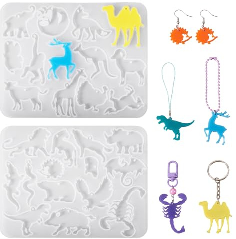Bestewelry 2 stampi in resina siliconica a tema animali, cervi, foreste, animali, resina 3D, stampi per resina UV, per artigianato epossidico e creazione di gioielli