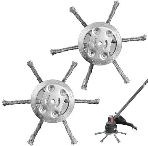 2 Stück Unkrautbürste für Freischneider, Wildkrautbürste 5mm Bohrung Motorsense, Unkrautbürste für Akku Rasentrimmer und Freischneider, entfernt effektiv Unkraut und Moos