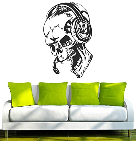 INDIGOS UG - Wandtattoo Wohnzimmer - Wandaufkleber Teufel Musik 80x52 cm schwarz w931 - Aufkleber Kinderzimmer Schlafzimmer Küche Badezimmer Büro Dekoration