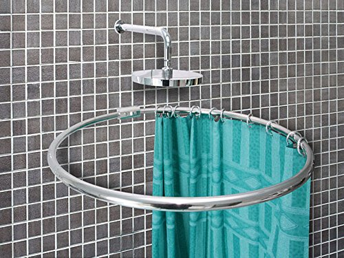 ALU RINGSTANGE Eloxiert Chrom Silber Matt RUND Ø 80 cm DUSCHVORHANGSTANGE WINKELSTANGE FÜR DUSCHVORHANG