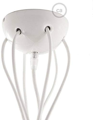 creative cables - 7-Loch-Lampenbaldachin Kit aus Keramik - Weiß